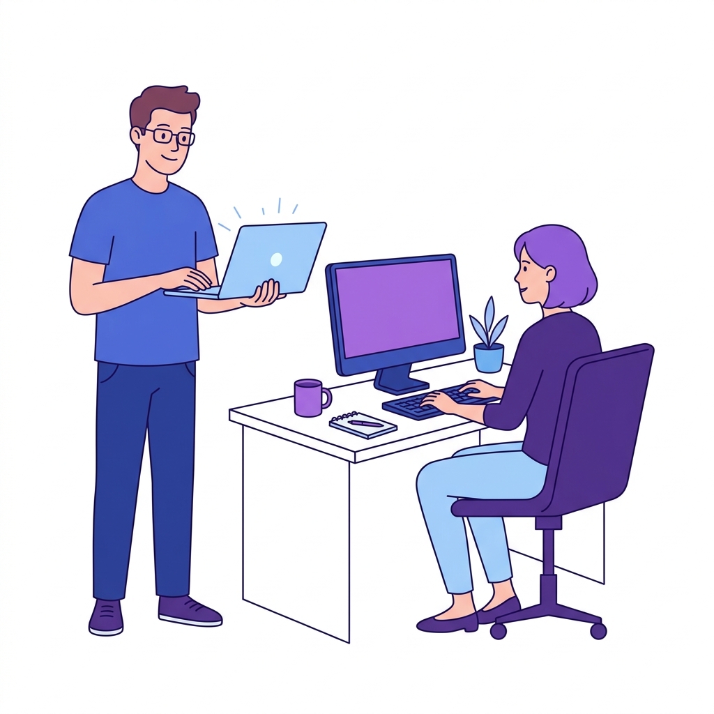 Team collaborating on SaaS tools illustration